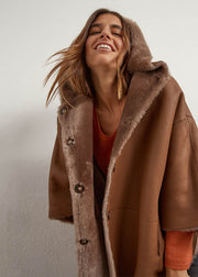 Women's Luxurious Brown Wool Cape With Hood : The Evelina