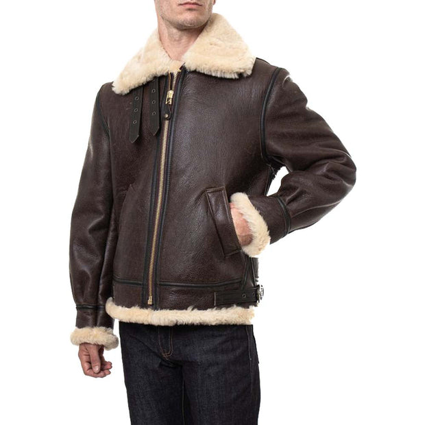 Men's B3 Brown Shearling Leather Jacket: The Jaxon