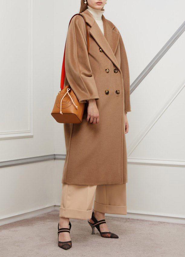 Women's Camel Brown Long Wool Coat: The Maria