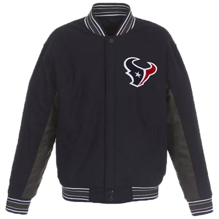 Houston Texans Navy And Charcoal Varsity Wool Jacket For Men