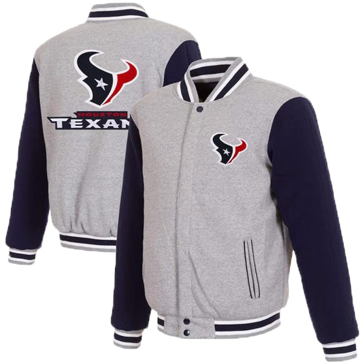 Houston Texans Gray And Navy Varsity Wool Jacket For Men