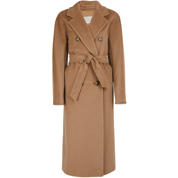 Women's Camel Brown Long Wool Coat: The Maria