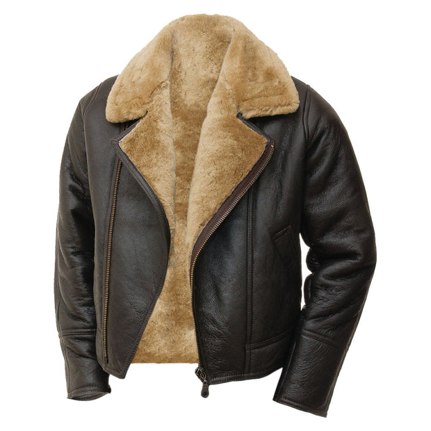 Men's Brown Shearling Jacket: The Muscle