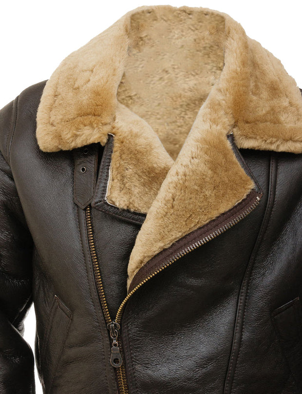 Men's Brown Shearling Jacket: The Muscle