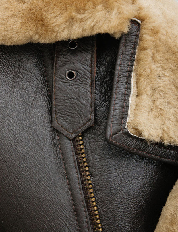 Men's Brown Shearling Jacket: The Muscle