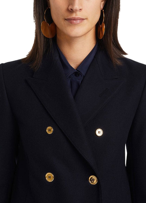 Women's Luxurious Navy Wool Coat: The Clara