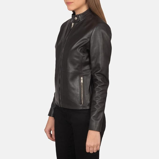 LEATHERS Women Rave Classic Black Leather Biker Jacket