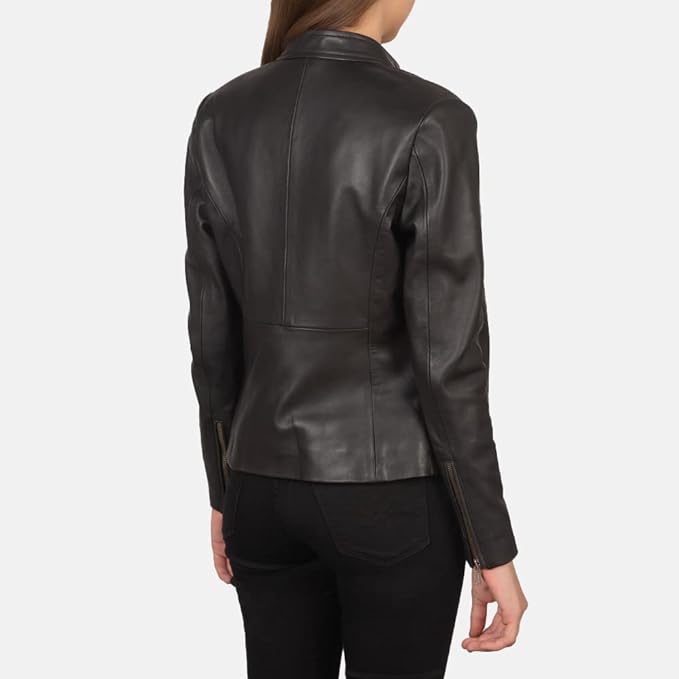 LEATHERS Women Rave Classic Black Leather Biker Jacket