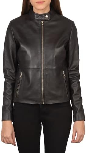 LEATHERS Women Rave Classic Black Leather Biker Jacket