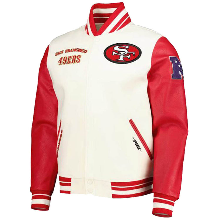 San Francisco 49ers Red and Cream Varsity Jacket For Men