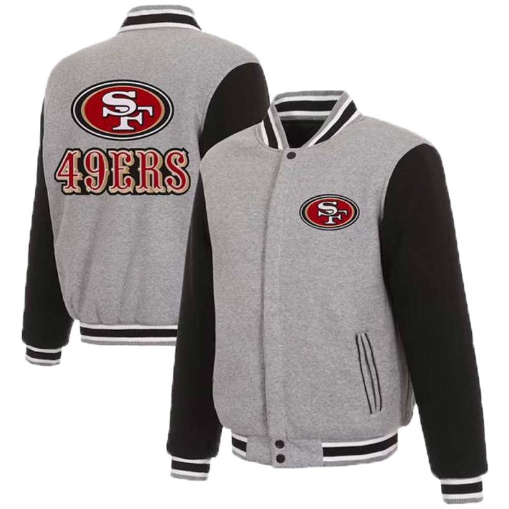 San Francisco 49ers Varsity Gray And Black Wool Jacket For Men