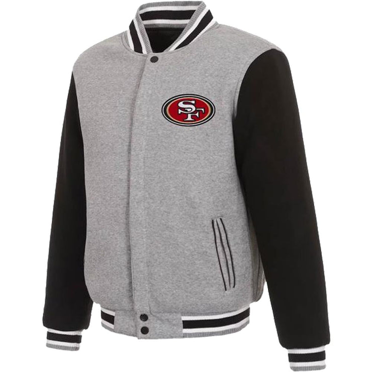 San Francisco 49ers Varsity Gray And Black Wool Jacket For Men