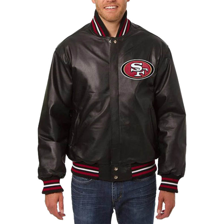 San Francisco 49ers Black Varsity Leather Jacket For Men